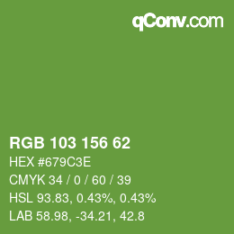 Color code: RGB 103 156 62 | qconv.com