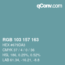 Color code: RGB 103 157 163 | qconv.com