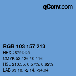 颜色代码: RGB 103 157 213 | qconv.com