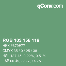 颜色代码: RGB 103 158 119 | qconv.com