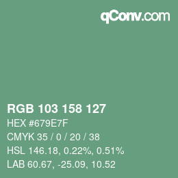 Color code: RGB 103 158 127 | qconv.com