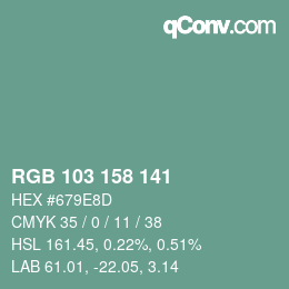 颜色代码: RGB 103 158 141 | qconv.com