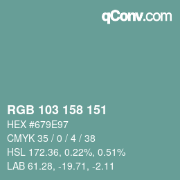 カラーコード: RGB 103 158 151 | qconv.com