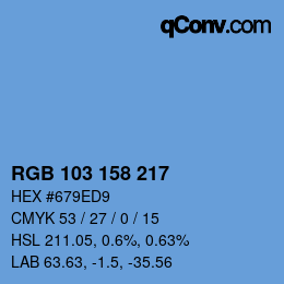 Color code: RGB 103 158 217 | qconv.com