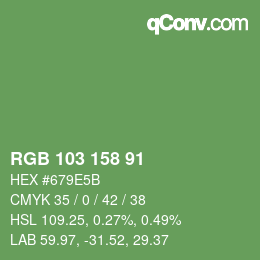 Color code: RGB 103 158 91 | qconv.com