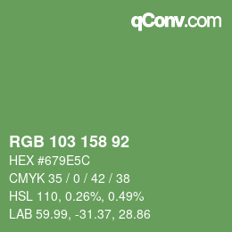 颜色代码: RGB 103 158 92 | qconv.com