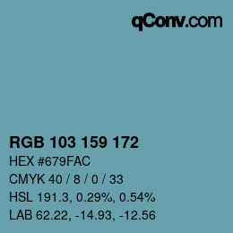カラーコード: RGB 103 159 172 | qconv.com