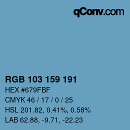 カラーコード: RGB 103 159 191 | qconv.com