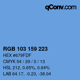 颜色代码: RGB 103 159 223 | qconv.com