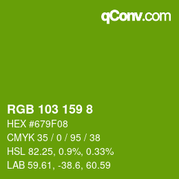 カラーコード: RGB 103 159 8 | qconv.com