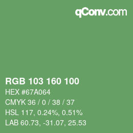 Color code: RGB 103 160 100 | qconv.com