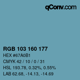 颜色代码: RGB 103 160 177 | qconv.com