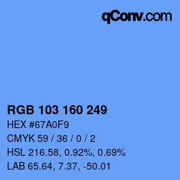Color code: RGB 103 160 249 | qconv.com
