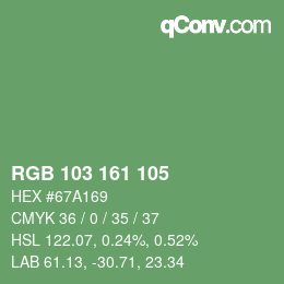 Color code: RGB 103 161 105 | qconv.com