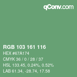 Color code: RGB 103 161 116 | qconv.com