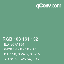 Código de color: RGB 103 161 132 | qconv.com