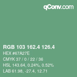 カラーコード: RGB 103 162.4 126.4 | qconv.com