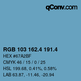 カラーコード: RGB 103 162.4 191.4 | qconv.com