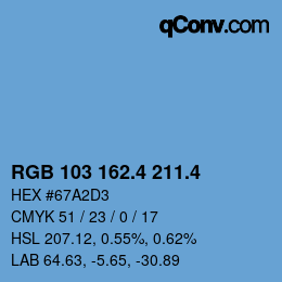 カラーコード: RGB 103 162.4 211.4 | qconv.com