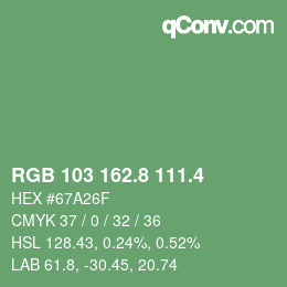 カラーコード: RGB 103 162.8 111.4 | qconv.com