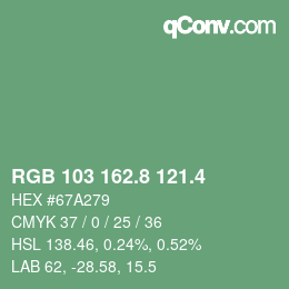カラーコード: RGB 103 162.8 121.4 | qconv.com