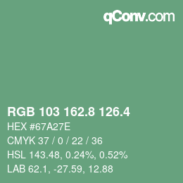 カラーコード: RGB 103 162.8 126.4 | qconv.com