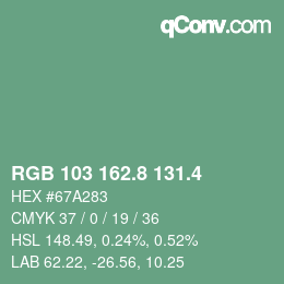 カラーコード: RGB 103 162.8 131.4 | qconv.com