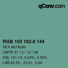 Color code: RGB 103 162.8 144 | qconv.com
