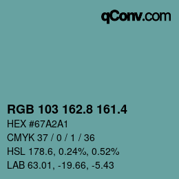 カラーコード: RGB 103 162.8 161.4 | qconv.com
