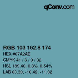 カラーコード: RGB 103 162.8 174 | qconv.com