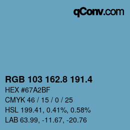 カラーコード: RGB 103 162.8 191.4 | qconv.com
