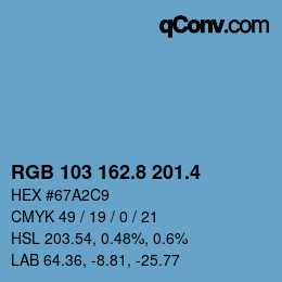 カラーコード: RGB 103 162.8 201.4 | qconv.com