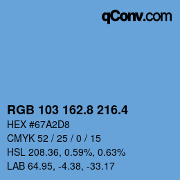 カラーコード: RGB 103 162.8 216.4 | qconv.com