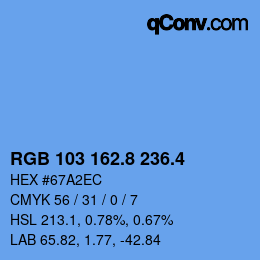 カラーコード: RGB 103 162.8 236.4 | qconv.com