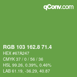カラーコード: RGB 103 162.8 71.4 | qconv.com