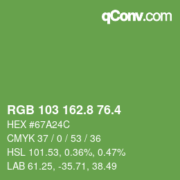カラーコード: RGB 103 162.8 76.4 | qconv.com