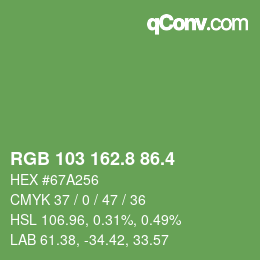 カラーコード: RGB 103 162.8 86.4 | qconv.com
