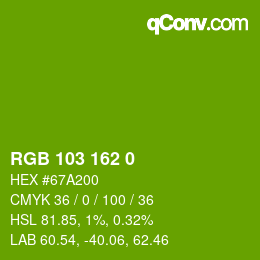 Color code: RGB 103 162 0 | qconv.com