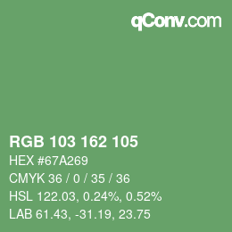 Color code: RGB 103 162 105 | qconv.com