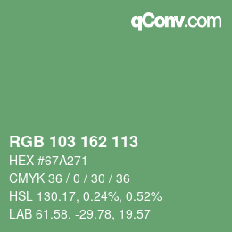 Color code: RGB 103 162 113 | qconv.com
