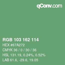 Color code: RGB 103 162 114 | qconv.com