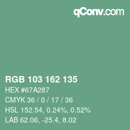 Color code: RGB 103 162 135 | qconv.com