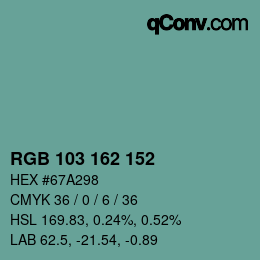 Farbcode: RGB 103 162 152 | qconv.com