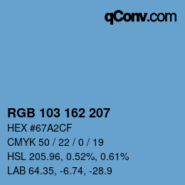 Color code: RGB 103 162 207 | qconv.com