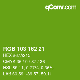カラーコード: RGB 103 162 21 | qconv.com