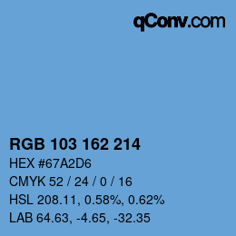 Color code: RGB 103 162 214 | qconv.com