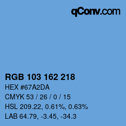 Color code: RGB 103 162 218 | qconv.com