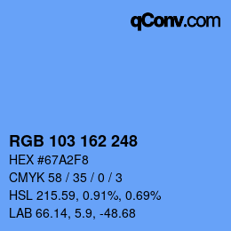 Color code: RGB 103 162 248 | qconv.com