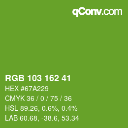 Color code: RGB 103 162 41 | qconv.com