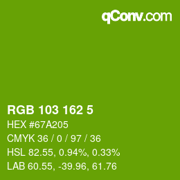 カラーコード: RGB 103 162 5 | qconv.com